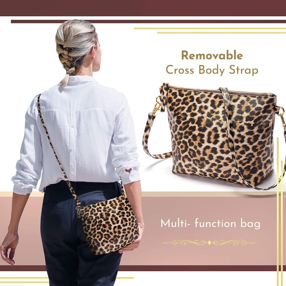 Humble Chic NY Reversible Leopard Tote Set + Crossbody EUC - Picture 14 of 15
